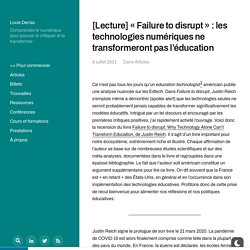 [Lecture] « Failure to disrupt » : les technologies numériques ne transformeront pas l'éducation