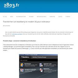 Transformer son blackberry en modem 3G pour ordinateur