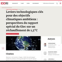 Leviers technologiques clés pour des objectifs climatiques ambitieux : perspectives du rapport spécial du Giec sur un réchauffement de 1,5°C