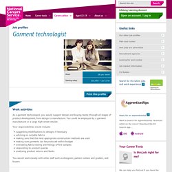 Garment technologist Job Information