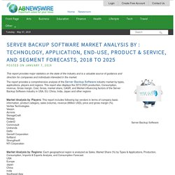 Server Backup Software Market Analysis By : Technology, Application, End-use, Product & Service, And Segment Forecasts, 2018 To 2025