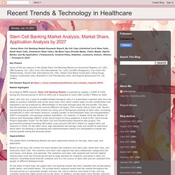 Recent Trends & Technology in Healthcare: Stem Cell Banking Market Analysis, Market Share, Application Analysis by 2027