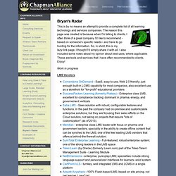 Chapman Alliance: LMS Selection Services, Learning Technology Consulting, Choosing an LMS - Bryan's Radar