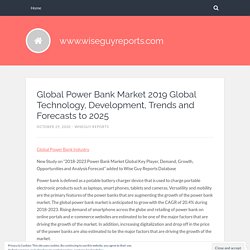 Global Power Bank Market Outlook, Industry Analysis and Prospect 2025