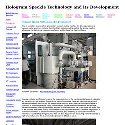 Hologram Speckle Technology and its Development