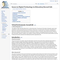 Issues in Digital Technology in Education/Second Life