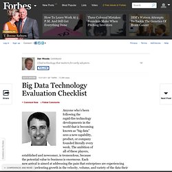 Big Data Technology Evaluation Checklist