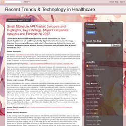 Recent Trends & Technology in Healthcare: Small Molecule API Market Synopsis and Highlights, Key Findings, Major Companies’ Analysis and Forecast to 2027