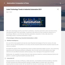 Latest Technology Trends in Industrial Automation 2021