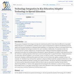 Technology Integration In K12 Education/Adaptive Technology in Special Education