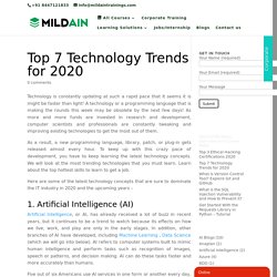 Top 7 Technology Trends for 2020 - Mildaintrainings