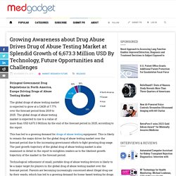 Growing Awareness about Drug Abuse Drives Drug of Abuse Testing Market at Splendid Growth of 6,673.3 Million USD By Technology, Future Opportunities and Challenges