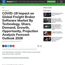 COVID-19 Impact on Global Freight Broker Software Market By Technology, Share, Demand, Growth, Opportunity, Projection Analysis Forecast Outlook 2026