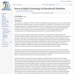 Issues in Digital Technology in Education/E-Portfolios