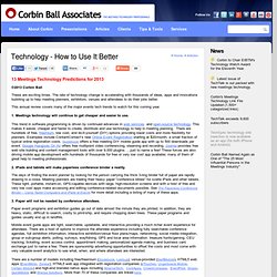 13 Meetings Technology Predictions for 2013 - Corbin Ball Associates