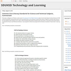 Common Core Literacy Standards for Science and Technical Subjects, Summarized