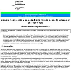 Ciencia, Tecnología y Sociedad: una mirada desde la Educación en Tecnología