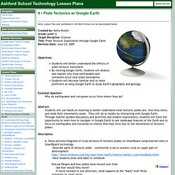 Plate Tectonics w/ Google Earth - Ashford School Technology Lesson Plans