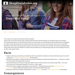 Sleep for Teenagers - National Sleep Foundation