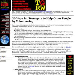 20 Ways for Teenagers to Help Other People by Volunteering
