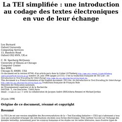 TEI U5 FR : La TEI simplifiée