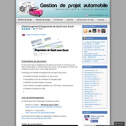 [Telechargement] Diagramme de Gantt sous Excel « Gestion de projet automobile