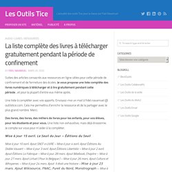 La liste complète des livres à télécharger gratuitement pendant la période de...