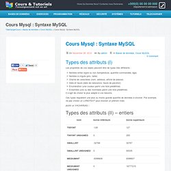 Telecharger Cours Mysql : Cours informatique Syntaxe MySQL