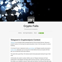 Crypto Fails — Telegram's Cryptanalysis Contest
