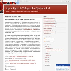 Aqua Signal & Telegraphic Systems Ltd: Importance of Having Good Drainage System