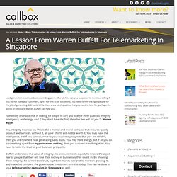 A Lesson From Warren Buffett For Telemarketing In Singapore
