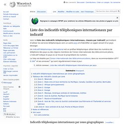 Liste des indicatifs téléphoniques internationaux par indicatif
