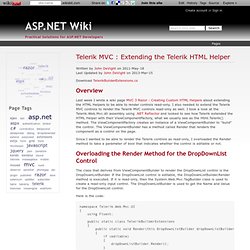 Telerik MVC : Extending the Telerik HTML Helper - ASP.NET Wiki