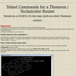 Telnet Commands for a Thomson Router