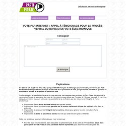 Vote par Internet : Appel à témoignage pour le procès-verbal du Bureau de Vote Électronique