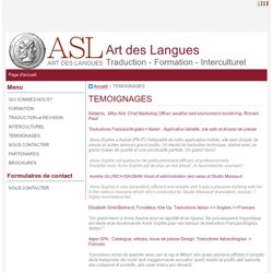 TEMOIGNAGES - Art des Langues