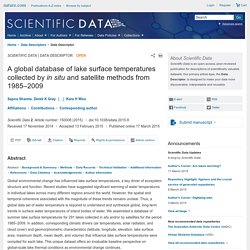A global database of lake surface temperatures collected by in situ and satellite methods from 1985–2009 : Scientific Data