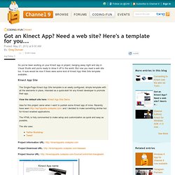 Got an Kinect App? Need a web site? Here's a template for you...