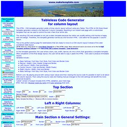 CSS Template Generator - 3 Col Layout, No Tables