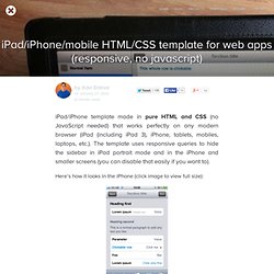 iPad/iPhone/mobile HTML/CSS template for web apps (responsive, no javascript)