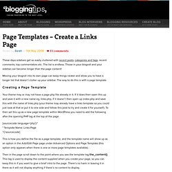 Page Templates - Create A Links Page