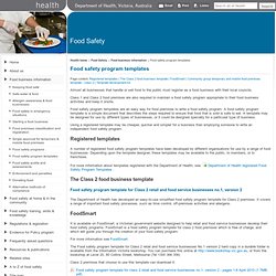 Food safety program templates: Food Safety - Department of Health, Victoria