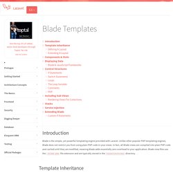 Blade Templates - Laravel - The PHP Framework For Web Artisans