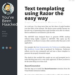 Text templating using Razor the easy way