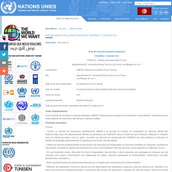 Avis de vacance du poste temporaire Chauffeur / Coursier G-2 - Offres d'emploi - Système des nations unies en Tunisie