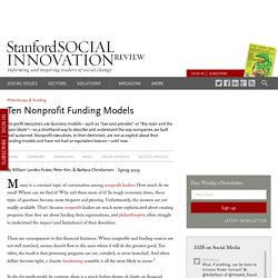 Ten Nonprofit Funding Models