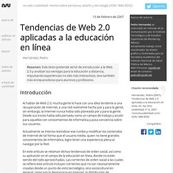 Tendencias de Web 2.0 aplicadas a la educación en línea