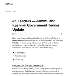 JK Tenders — Jammu and Kashmir Government Tender Update