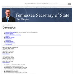 Tennessee Department of State: Contact Us