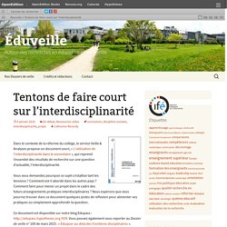 Tentons de faire court sur l’interdisciplinarité